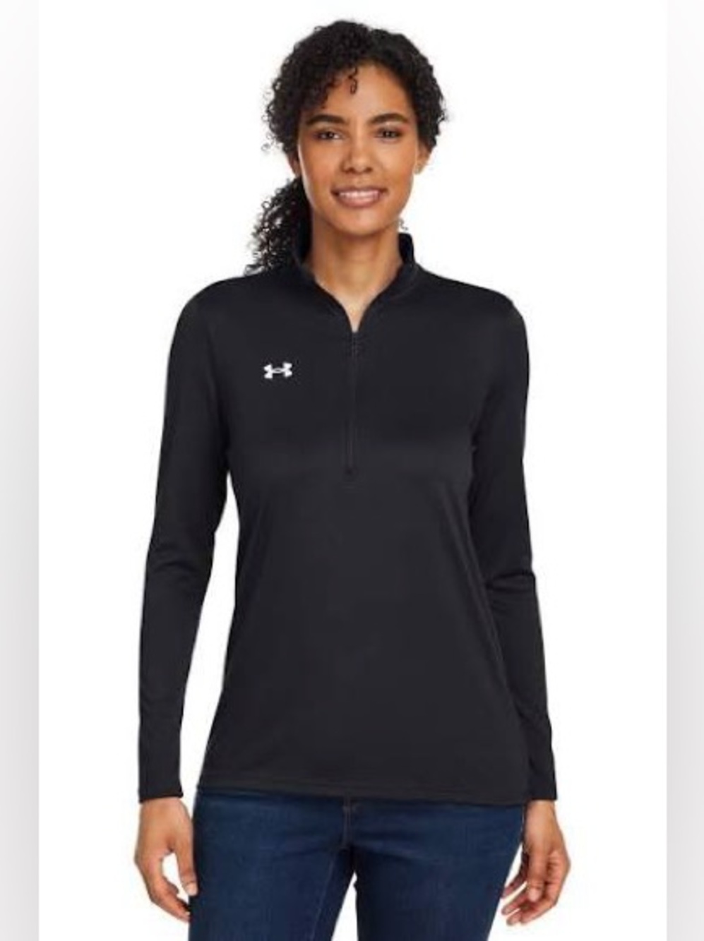 Under Armour Heathgear Tech Twist Half-Zip Pullover black womens Medium